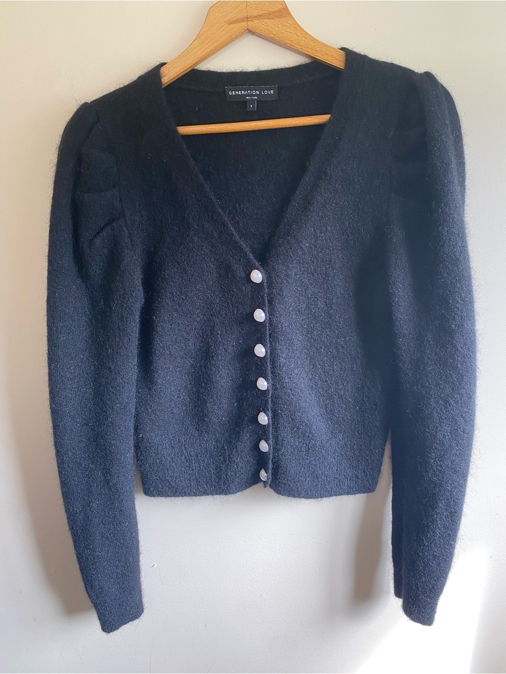 Generation Love Mohair Blend Puff Sleeve Cardigan